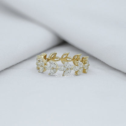 Marquise Cut Diamond Vine Wedding Band
