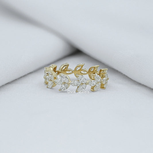 Marquise Cut Diamond Vine Wedding Band Band
