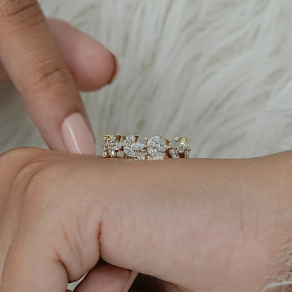 Marquise Cut Diamond Vine Wedding Band