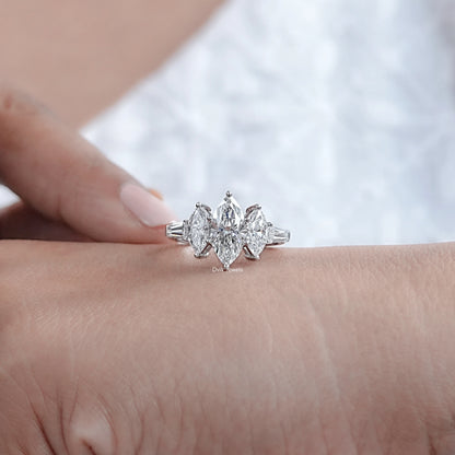 Five Stone Marquise And Baguette Diamond Ring