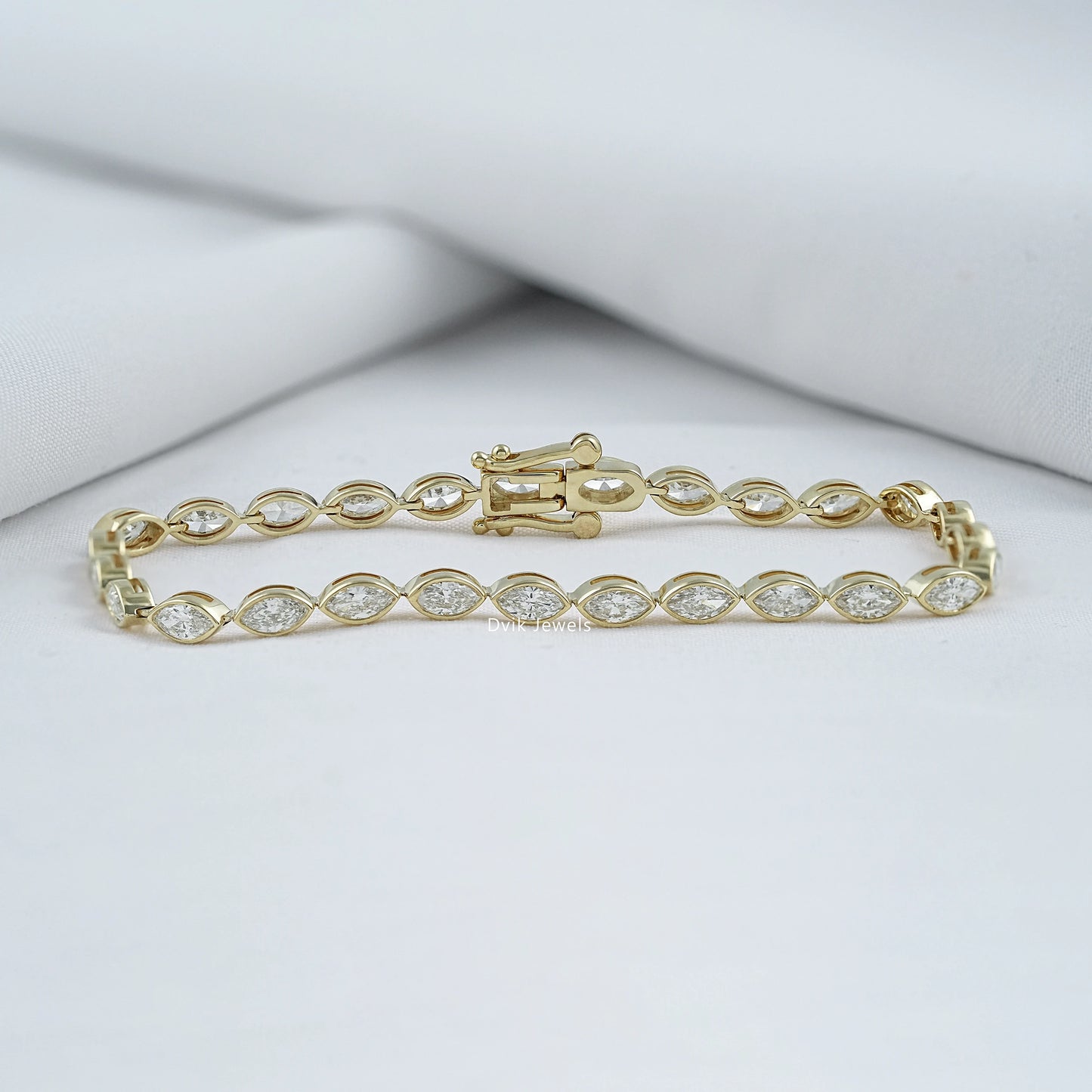 Marquise Cut Lab Diamond Bezel Set Tennis Bracelet Bracelet