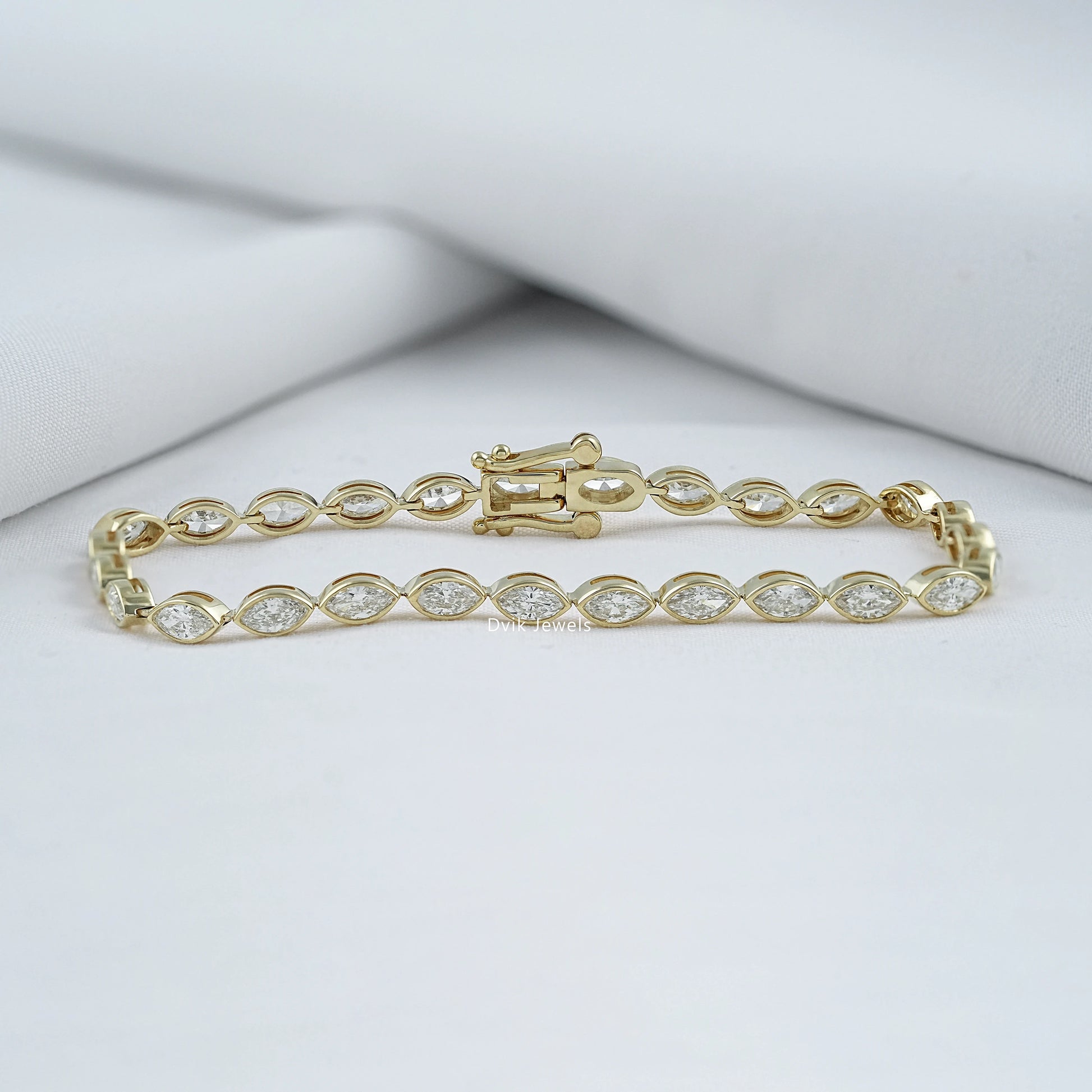 Marquise Cut Lab Diamond Bezel Set Tennis Bracelet Bracelet
