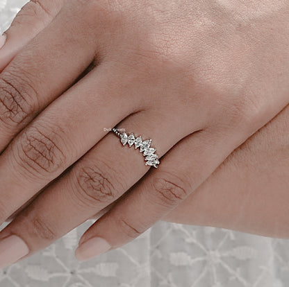 Marquise Cut Lab Diamond Chevron Dainty Ring
