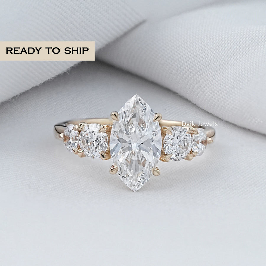 Lab Diamond Marquise Cut Five Stone Ring