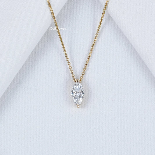 Marquise Cut Lab Diamond Solitaire Pendant