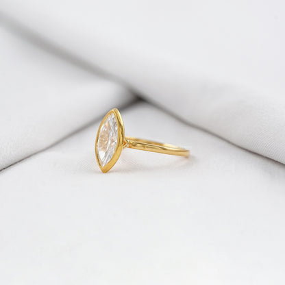 Bezel Set Marquise Lab Diamond Soliteire Ring