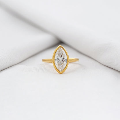 Bezel Set Marquise Lab Diamond Soliteire Ring