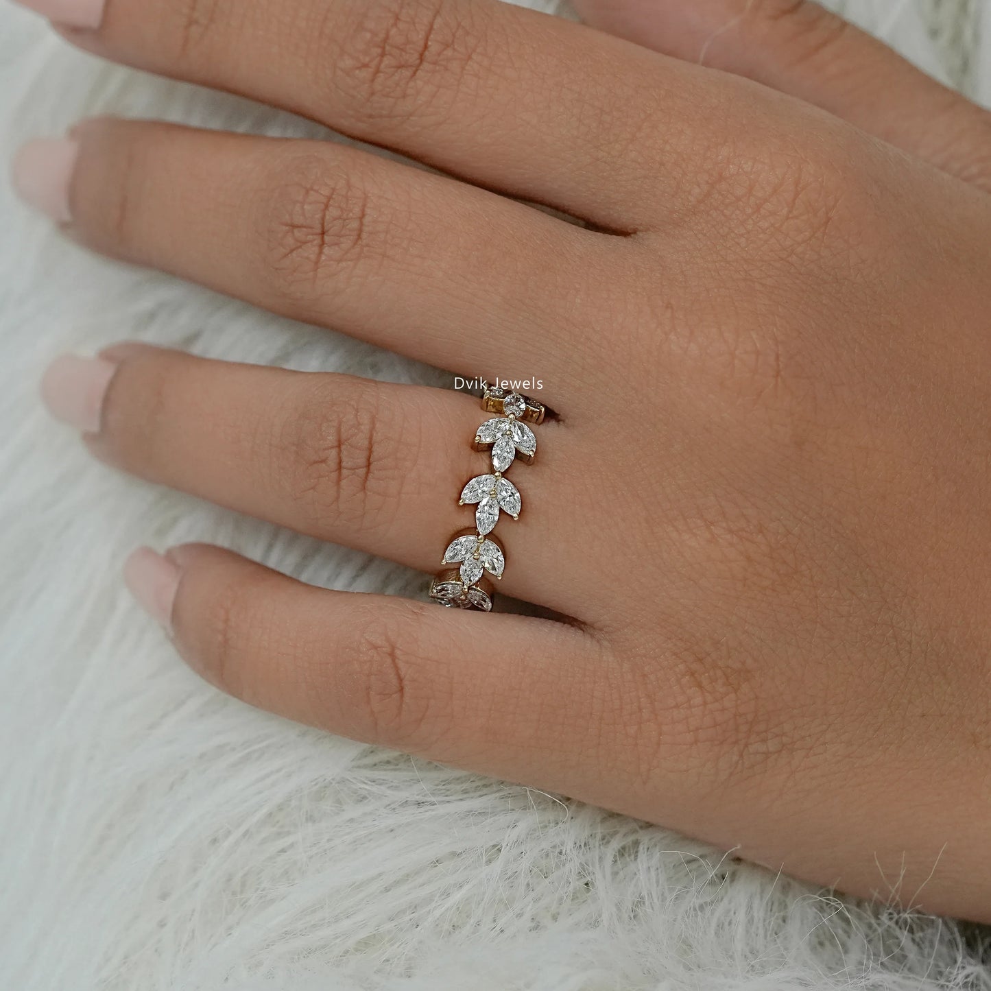 Marquise Cut Diamond Vine Wedding Band