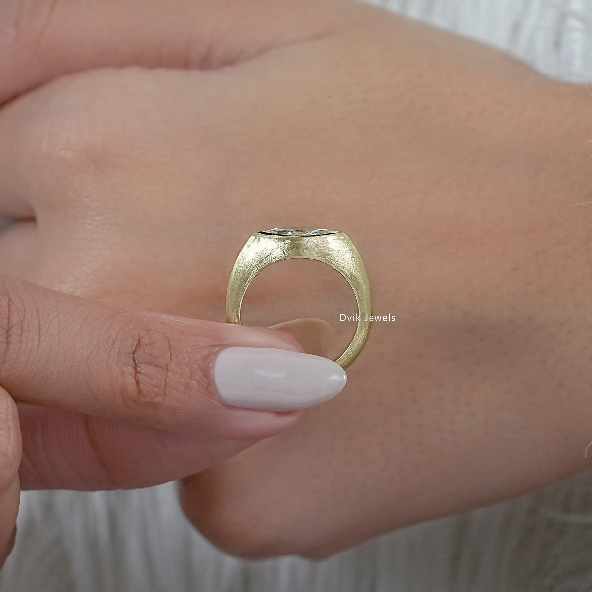 East West Marquise Diamond Matte Finish Brushed Ring