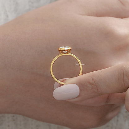 Bezel Set Marquise Lab Diamond Soliteire Ring