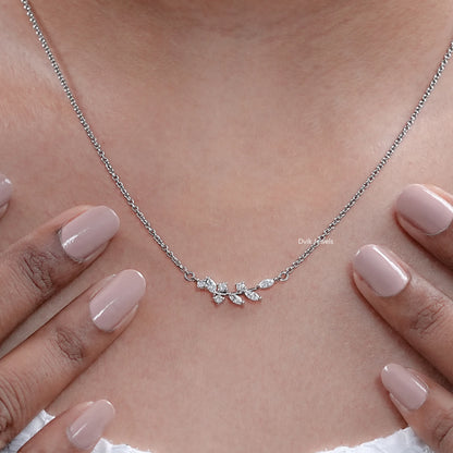 Marquise Cut Diamond Minimalist Leaf Diamond Pendant