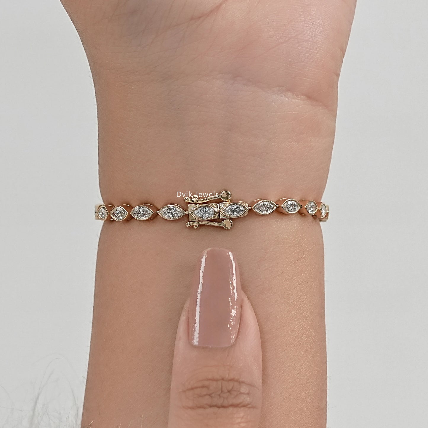Marquise Cut Lab Diamond Bezel Set Tennis Bracelet Bracelet
