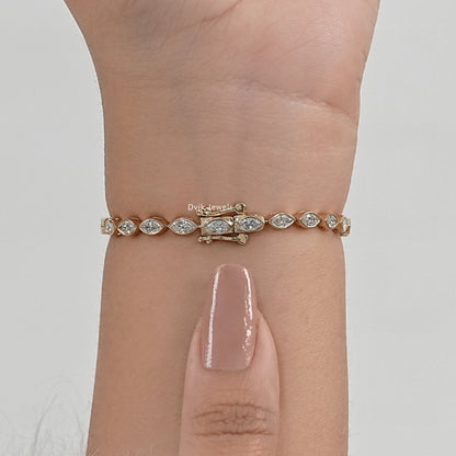 Marquise Cut Lab Diamond Bezel Set Tennis Bracelet Bracelet