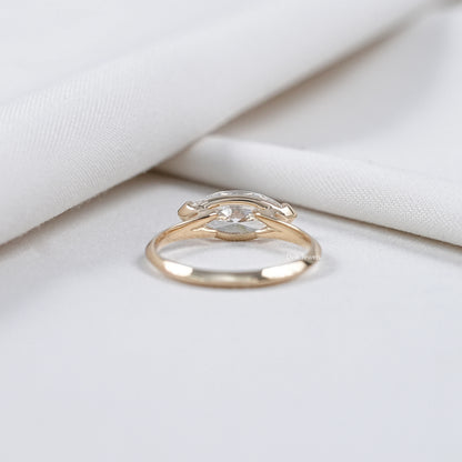 East-West Marquise Lab Diamond Half Bezel Ring