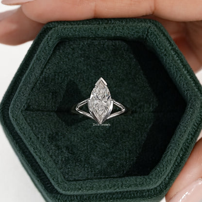 Split Marquise Lab Diamond Half Bezel Ring