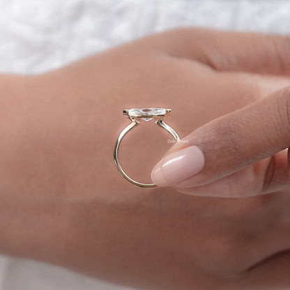 East-West Marquise Lab Diamond Half Bezel Ring