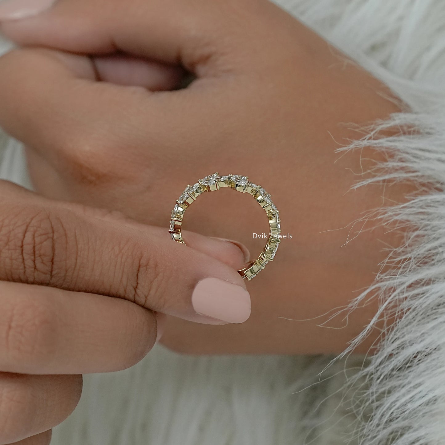 Marquise Cut Diamond Vine Wedding Band