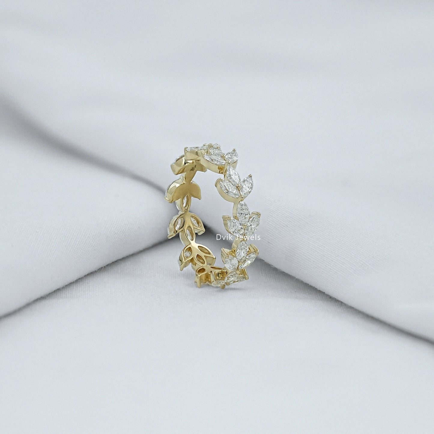 Marquise Cut Diamond Vine Wedding Band