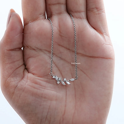 Marquise Cut Diamond Minimalist Leaf Diamond Pendant