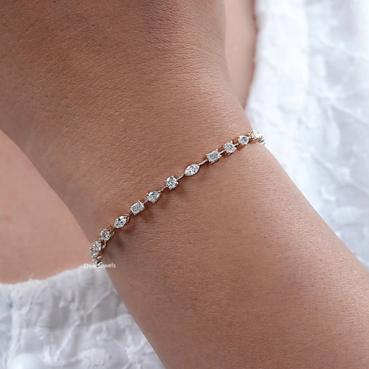 Multi Shape Lab Diamond Stackable Tennis Bracelet