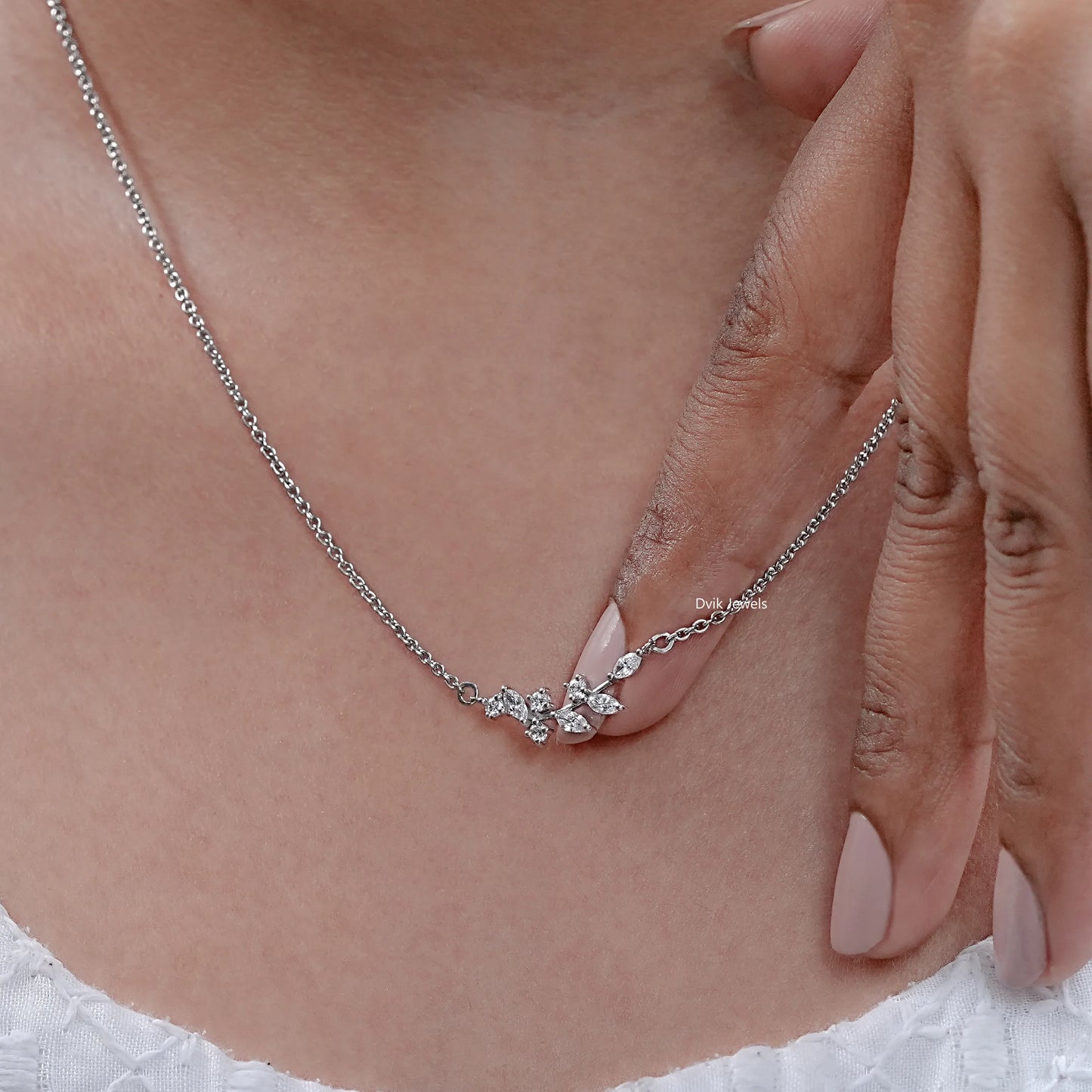 Marquise Cut Diamond Minimalist Leaf Diamond Pendant
