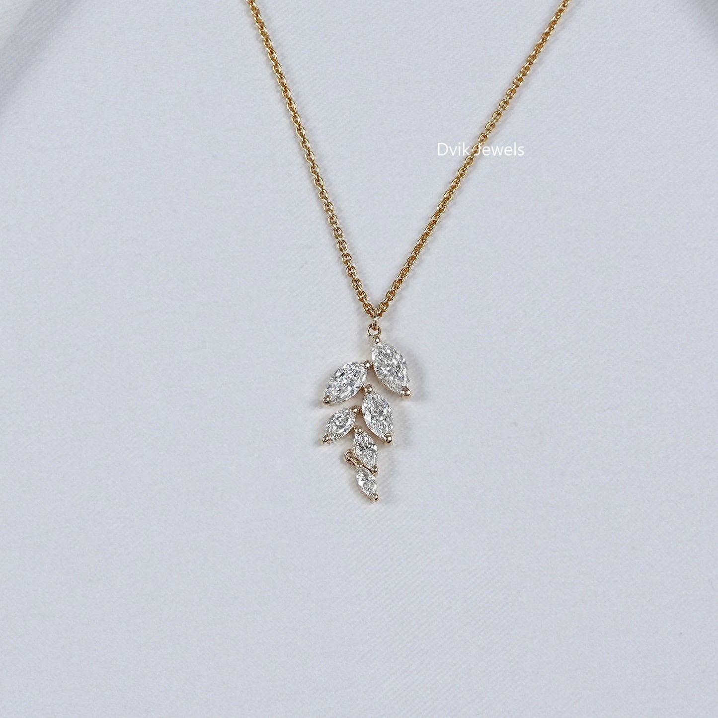 Marquise Cut Lab Diamond Leaf Style Necklace