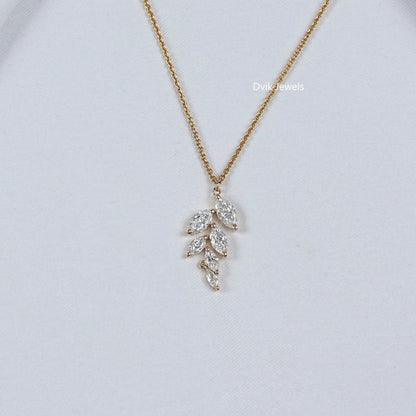 Marquise Cut Lab Diamond Leaf Style Necklace
