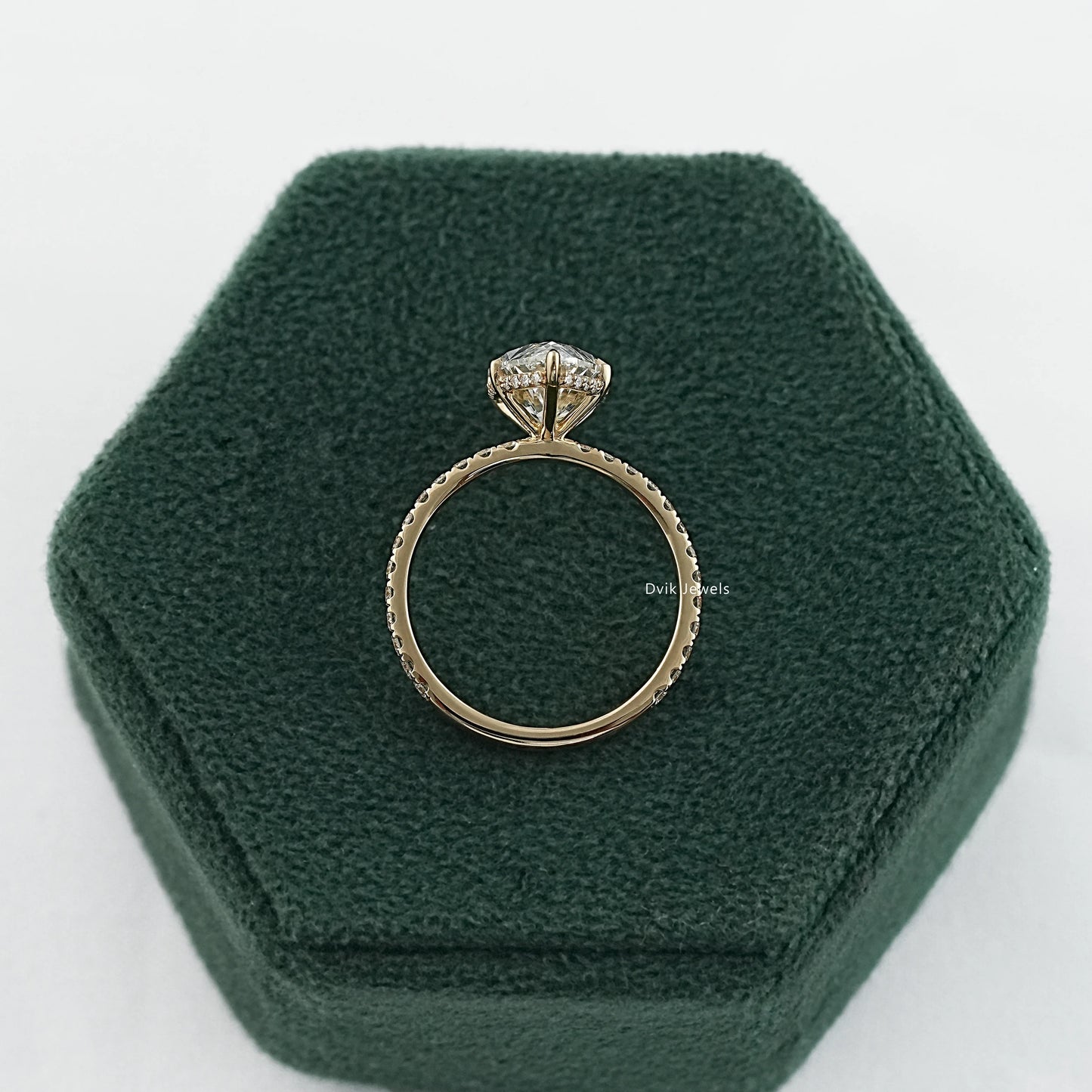 Marquise Cut Lab Diamond Hidden Halo Accent Ring