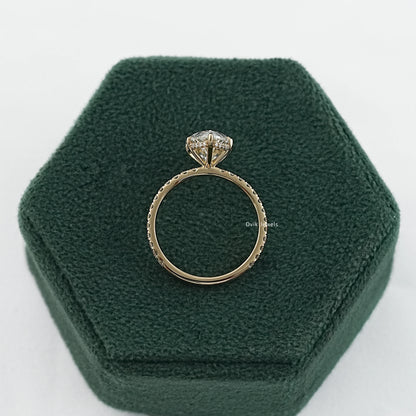 Marquise Cut Lab Diamond Hidden Halo Accent Ring