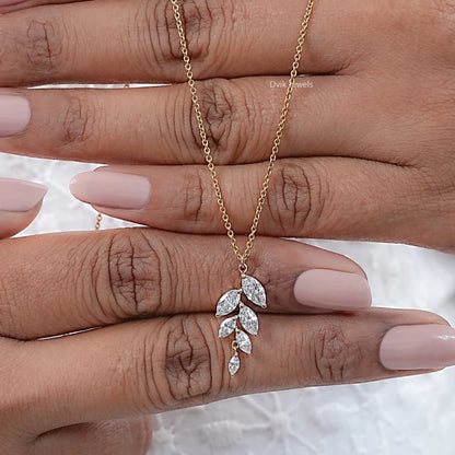 Marquise Cut Lab Diamond Leaf Style Necklace