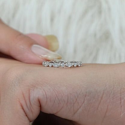 Marquise & Round Cut Lab Diamond Eternity Band Ring