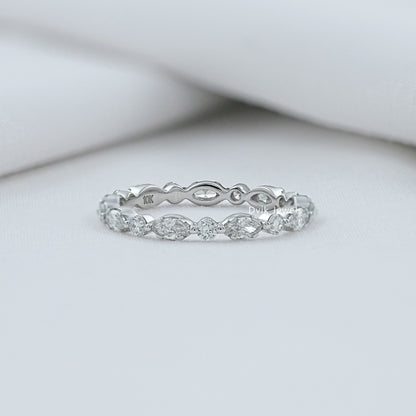 Marquise & Round Cut Lab Diamond Eternity Band Ring