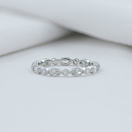 Marquise & Round Cut Lab Diamond Eternity Band