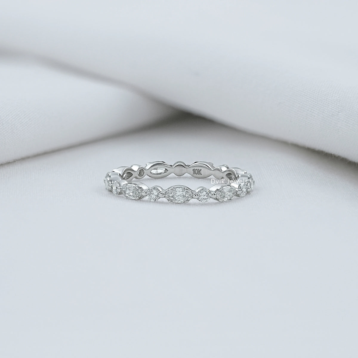 Marquise & Round Cut Lab Diamond Eternity Band Ring