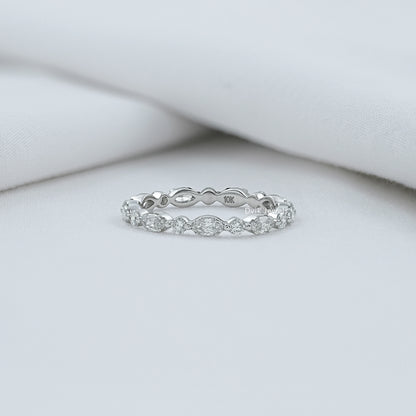 Marquise & Round Cut Lab Diamond Eternity Band Ring