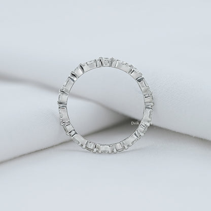 Marquise & Round Cut Lab Diamond Eternity Band Ring