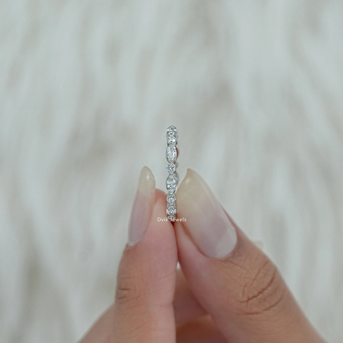 Marquise & Round Cut Lab Diamond Eternity Band Ring