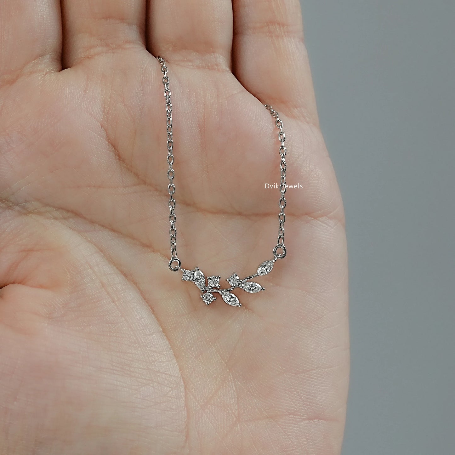Marquise Cut Minimalist Leaf Diamond Pendant