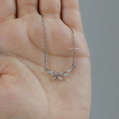 Marquise Cut Minimalist Leaf Diamond Pendant