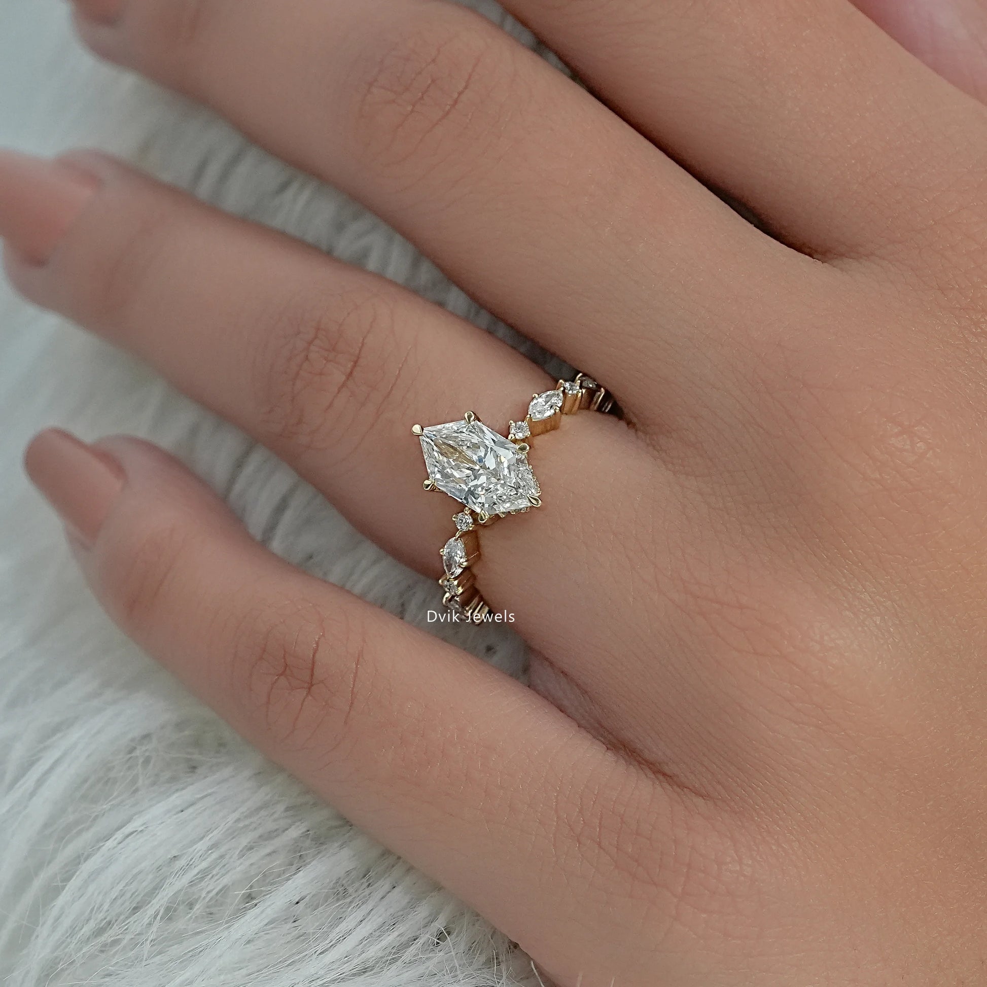 Dutch Marquise Lab Diamond Solitaire Accent Ring Ring