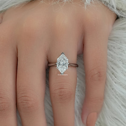 Dutch Marquise Lab Diamond Solitaire Ring with Four Prong Setting Ring
