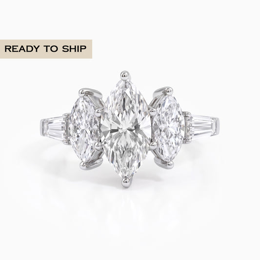 Marquise And Baguette Lab Diamond Five Stone Ring
