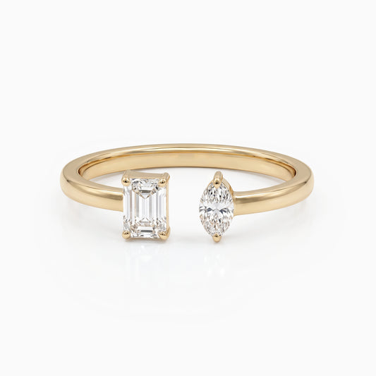 Marquise And Emerald Lab Diamond Toi Moi Ring Ring