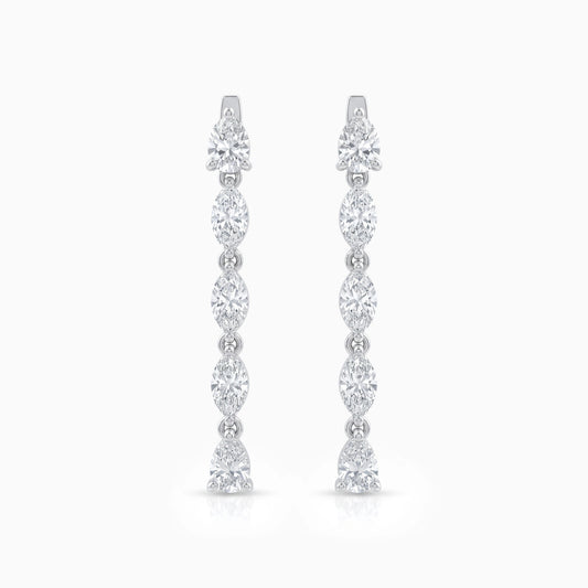 Marquise And Pear Diamond Linear Hoop Earrings