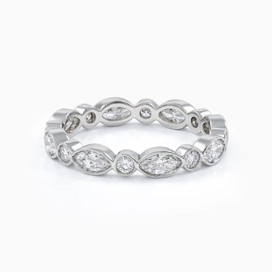 Marquise And Round Cut Lab Diamond Full Eternity Band