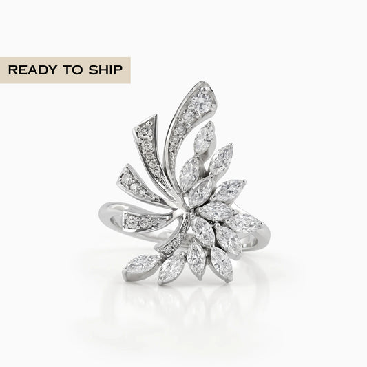 Marquise Cut Cluster Diamond Ring