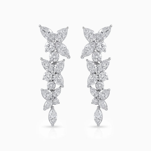 Marquise Cut Cluster Floral Drop Earrings