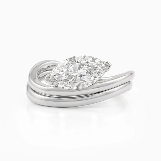 Marquise Cut Diamond Double Row Curve Engagement Ring Ring