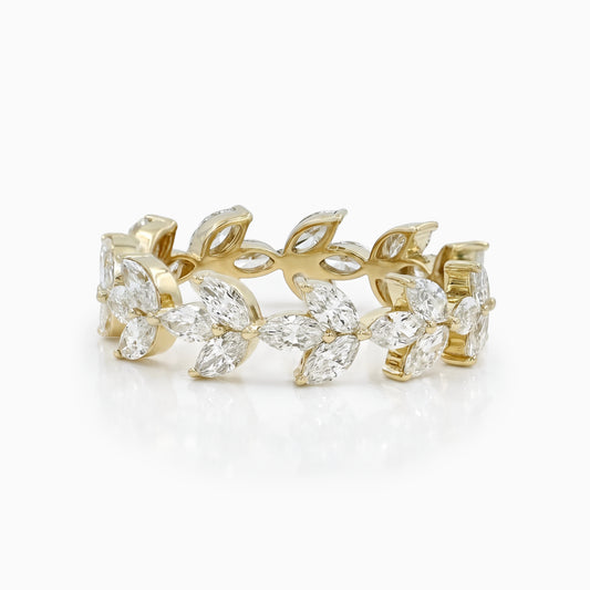 Marquise Cut Diamond Vine Wedding Band Band