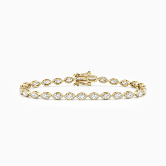 Marquise Cut Lab Diamond Bezel Set Tennis Bracelet Bracelet